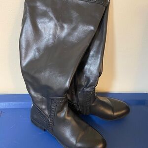 Black Leather Knee-High Boots